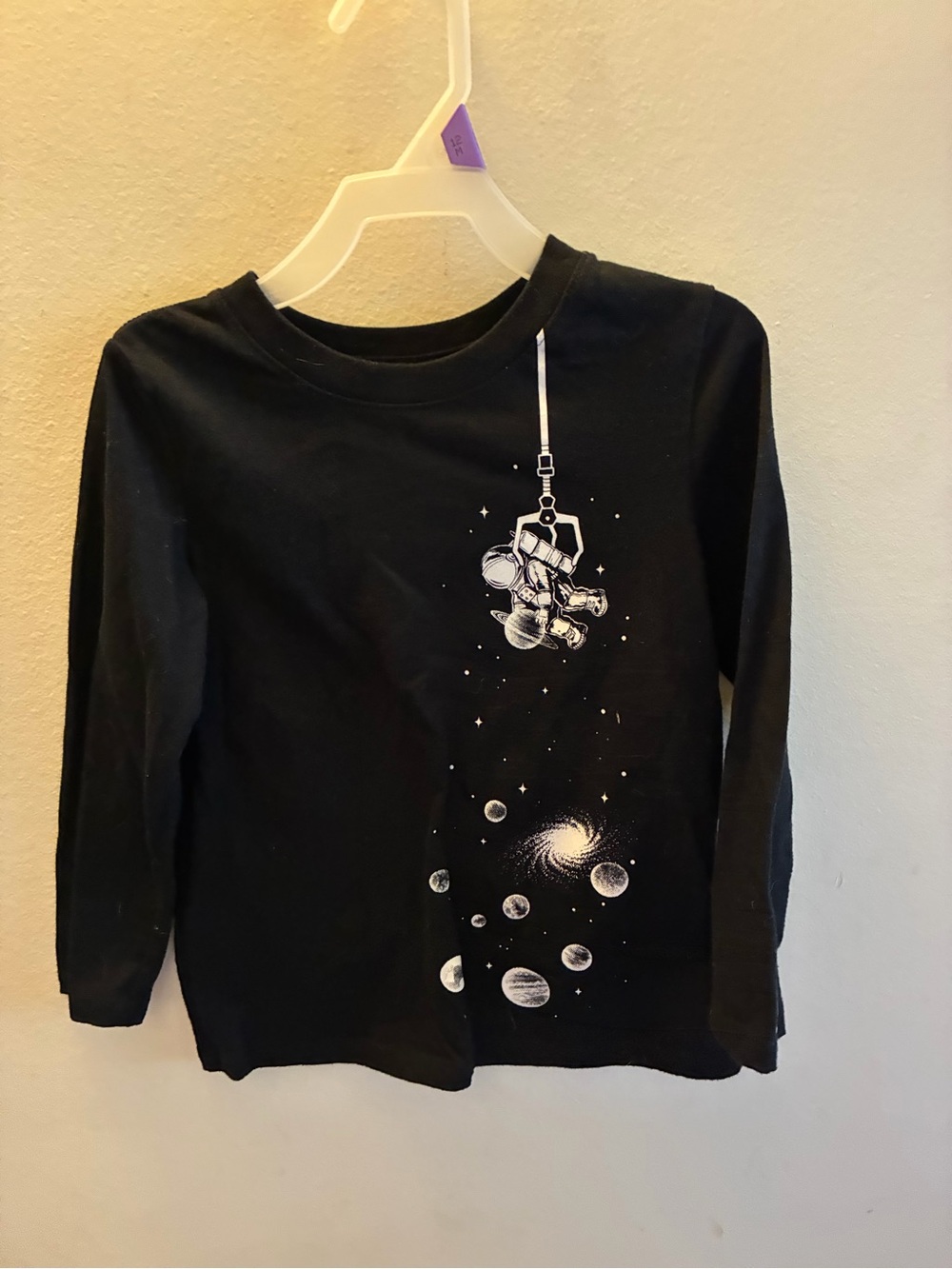 Cat & Jack Black Long-Sleeve Space Graphic Tee